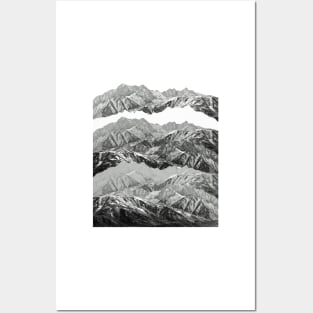 MOUNTAIN MASHUP (MONOCHROME) Posters and Art